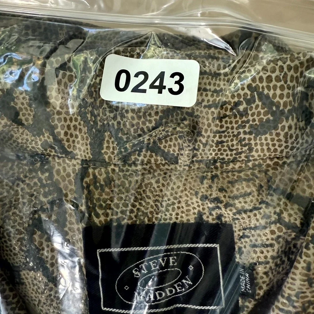 Vintage‎ Steve Madden Leather Jacket Womens Medium Brown Snake Print Full Zip